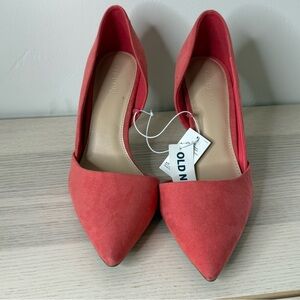 Coral suede D'orsay shoes heel women size 8 casual